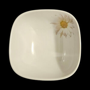 Home Melamine Daisy Square Snack Bowls Set of 4 White Black China